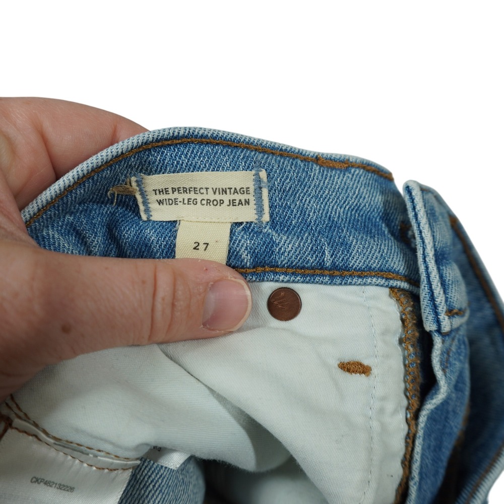Madewell Perfect Vintage Wide Leg Crop Jeans Light Wash Raw Hem Size 27 Casual - Picture 8 of 9